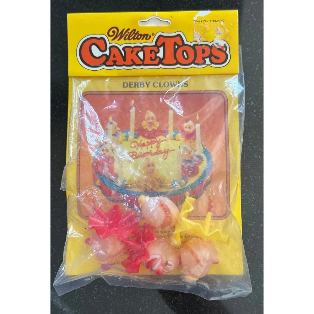 Vintage Wilton‎ Derby Clown Cake Toppers / Cupcake Picks Party Decorations